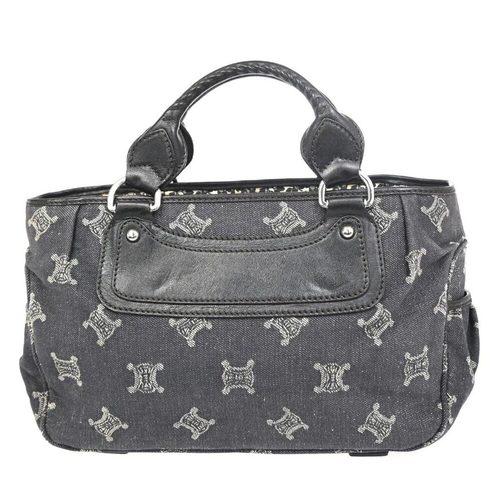 CELINE Boogie Macadam Hand Bag Denim Leather Black Brown SHW 34ZA119